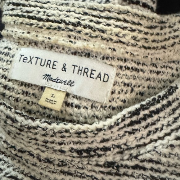 MADEWELL TEXTURE & THREAD BUBBLE SLEEVE TEXTURED LONG SLEEVE TOP WHITE BLACK - Picture 5 of 5